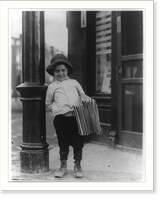 Newsboy. Little Fattie. Less than 40 inches high, 6 years old. Been at it one year. May 9th, 1910. Location: St. Louis, Missouri. - 2, Vintage Poster