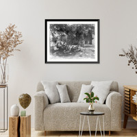 Historic Framed Print, [Washington, D.C. public schools, 1st Division - art class sketching outdoors],  17-7/8" x 21-7/8"