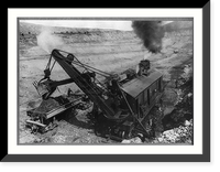 Historic Framed Print, [Steam shovel loading ore cars in open pit copper mine, Santa RIta, N.M.],  17-7/8" x 21-7/8"