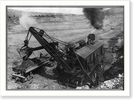 Historic Framed Print, [Steam shovel loading ore cars in open pit copper mine, Santa RIta, N.M.],  17-7/8" x 21-7/8"