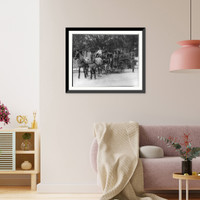 Historic Framed Print, [Wash. - Wenatchee - Wenatchee Fire Dept. chemical truck no. 1; horse-drawn, 8 firemen in uniform],  17-7/8" x 21-7/8"