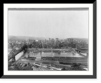 Pa. - Pittsburgh - panoramic view; rail yards and coal barges in foreground. July 2, 1915, Historic Print