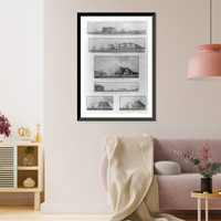 Historic Framed Print, [Views from offshore of islands, cliffs, and capes in the Bay of Fundy],  17-7/8" x 21-7/8"