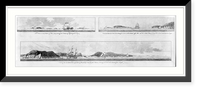 Historic Framed Print, [Views from offshore of islands in the Bay of Fundy and the entrance to the Saint John River on the mainland],  17-7/8" x 21-7/8"