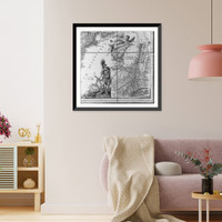 Map ornament - Mars watches Fame unfurl a detailed map of New York and Pennsylvania.Beaurain. Classic, Historic Print