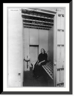 Historic Framed Print, [New York (City) Police Dept., 1909: Drunken woman" in new Tenderloin station cell,  showing cot,  toilet bowl,  and sink with running water]",  17-7/8" x 21-7/8"