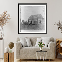 Historic Framed Print, House & well where Jim Lane shot Capt. Jenkins, Lawrence, Kansas, 323 miles west of St. Louis, Mo.,  17-7/8" x 21-7/8"