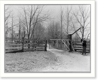 W. Va. - Charleston vicinity - views of Harewood, the estate of Samuel Washington: Gate of Harewood" Man operating rope pulley", Antique Print