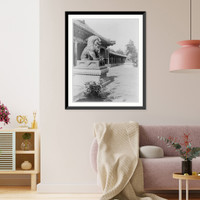 Historic Framed Print, [China - Peking: Summer palace looking past lion statue],  17-7/8" x 21-7/8"