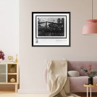Historic Framed Print, [Richard Wagner, 1813-1883; scene at funeral; crowd around hearse],  17-7/8" x 21-7/8"
