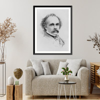 Historic Framed Print, [Nathaniel Hawthorne, bust portrait, facing right],  17-7/8" x 21-7/8"