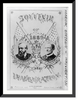 Benjamin Harrison, bust, facing left, with Levi P. Morton on inauguration souv. card, Historic Print