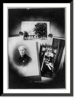Annie Wittenmyer, group of three photos: bust portrait; on porch of house; lying in casket, Antique Poster