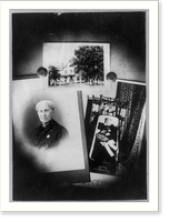 Annie Wittenmyer, group of three photos: bust portrait; on porch of house; lying in casket, Antique Poster