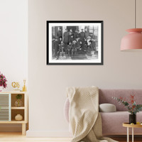 Historic Framed Print, [Nicholas II, Emperor of Russia, 1868-1918, full-length portrait, seated, with family and large group on steps of building],  17-7/8" x 21-7/8"