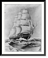 U.S.S. Constitution - artists' conceptions: starboard, full sail Classic, Vintage Wall Art