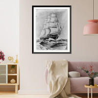 U.S.S. Constitution - artists' conceptions: starboard, full sail Classic, Vintage Wall Art