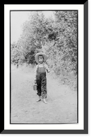 Historic Framed Print, [Rural scenes of children fishing: barefoot boy" on dirt road with wood pole]",  17-7/8" x 21-7/8"