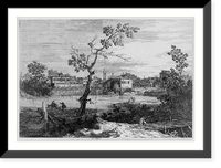 Village on the banks of a river.A. Canal f. Classic, Historic Reproduction