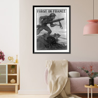 Historic Framed Print, First in France. U.S. Marines. John A. Coughlin.,  17-7/8" x 21-7/8"