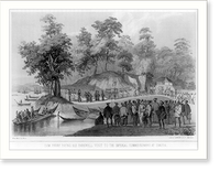 Com. Perry paying his farewell visit to the Imperial commissioners at Simoda.from nature by Heine ; lith. of Sarony & Co., New York, Antique Print