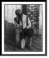 Retrospection". Old Negro man sitting and leaning on his banjo" Classic, Vintage Wall Art