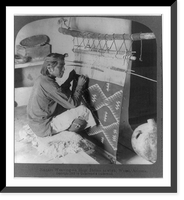 Historic Framed Print, et weaving - a Hopi Indian at work, Wolpei (i.e., Walpi), Arizona,  17-7/8" x 21-7/8"