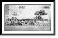Ships in harbor of unidentified island; French flag is prominent, Antique Print