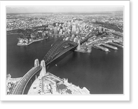 Australia - Sydney - general aerial view, Harbor Bridge in foreground, Vintage Poster