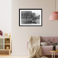 Historic Framed Print, [Minn. - Litchfield - cattle and rowboat on shore of Lake Ripley"]",  17-7/8" x 21-7/8"