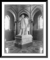 James Abram Garfield, full view of memorial statue, left profile, Cleveland, Antique Print