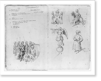 Drawings of annual guild days of Norwich, England, 1705 - 29, Vintage Poster