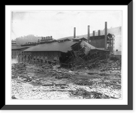 Historic Framed Print, Ruins of Cambria Iron Mills from stone bridge P.R.R., Johnstown Flood, May 31st, 1889,  17-7/8" x 21-7/8"