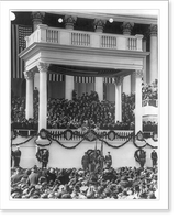 Historic Framed Print, [President Harding delivering his inaugural address on east portico of U.S. Capitol, March 4, 1921],  17-7/8" x 21-7/8"