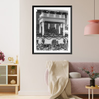 Historic Framed Print, [President Harding delivering his inaugural address on east portico of U.S. Capitol, March 4, 1921],  17-7/8" x 21-7/8"
