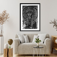 Historic Framed Print, [Photo of mosaic portrait - Theodora (at San Apollinare Nuovo, Ravenna)],  17-7/8" x 21-7/8"