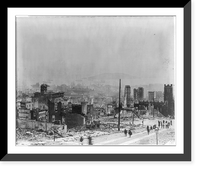 Historic Framed Print, [Cal. - San Francisco - 3 part panorama of devastated city, looking toward Telegraph Hill from Stanford Mission, after earthquake and fire of 1906] - 3,  17-7/8" x 21-7/8"