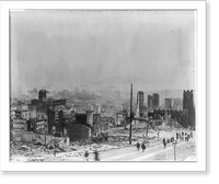 Historic Framed Print, [Cal. - San Francisco - 3 part panorama of devastated city, looking toward Telegraph Hill from Stanford Mission, after earthquake and fire of 1906] - 3,  17-7/8" x 21-7/8"