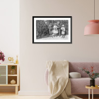 3 children sighting box cameras, Antique Poster