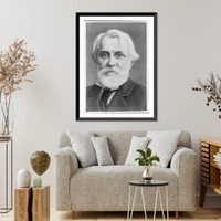Historic Framed Print, [Ivan Sergeevich Turgenev, 1818-1883, bust portrait, facing front],  17-7/8" x 21-7/8"