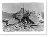 Mont. - Glacier Natl. Park - wrecked tombs of Blackfoot chiefs Flat Tail and Drags His Robes, in the Two Medicine Valley, Vintage Wall Art