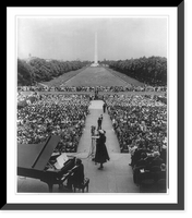 Marian Anderson, 1908- , singing from steps of the Lincoln Memorial, Washington, D.C., at memorial service for Harold L. Ickes (1874-1952) - view from Lincoln statue toward Washington Monument Cl