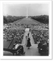 Marian Anderson, 1908- , singing from steps of the Lincoln Memorial, Washington, D.C., at memorial service for Harold L. Ickes (1874-1952) - view from Lincoln statue toward Washington Monument Cl