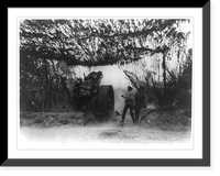 British Howitzer in act of firing during battle of Messines Ridge, Belgium. June 1917, Vintage Print