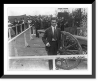 Historic Framed Print, [George Creel standing beside 75 mm. gun at United States Government War Exhibition, Chicago, September 1918],  17-7/8" x 21-7/8"
