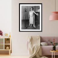 Frances Alda, full length, standing, between piano and radio microphones, facing left, Antique Wall Art