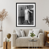Frances Alda, full length, standing, between piano and radio microphones, facing left, Antique Wall Art