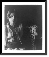 Historic Framed Print, [Kahlil Gibran in Middle Eastern(?) costume with leopard skin and staff, seated],  17-7/8" x 21-7/8"