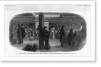 Between decks of the American vessel White Falcon" - receiving on board the wooden barracks for the French Army in the Crimea" Classic, Antique Poster