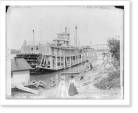 Riverboat CITY OF PEORIA along the bank of the Illinois River at Beardstown, Ill, Antique Print